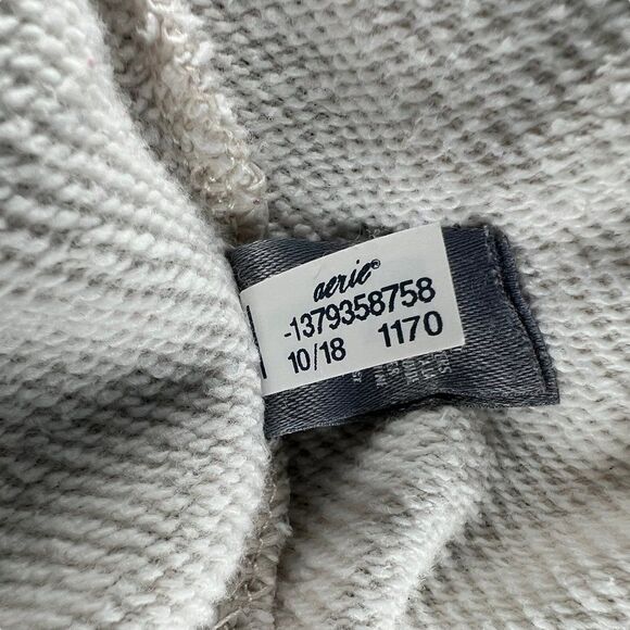 Aerie Women's Oversized Cream Colorful Striped Crewneck Sweatshirt - Picture 11 of 11